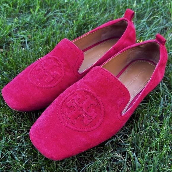 Tory Burch Leigh Red Suede Loafers Flats | Size 6 - Picture 6 of 10